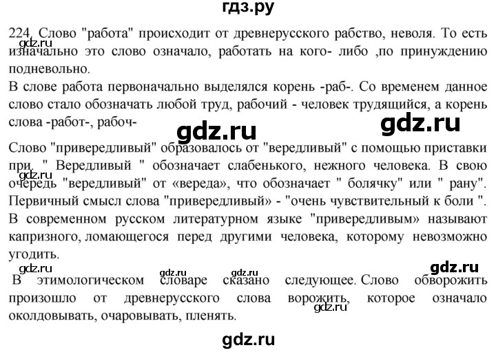 ГДЗ по русскому языку 6 класс  Ладыженская   упражнение - 224, Решебник №1 к учебнику 2022