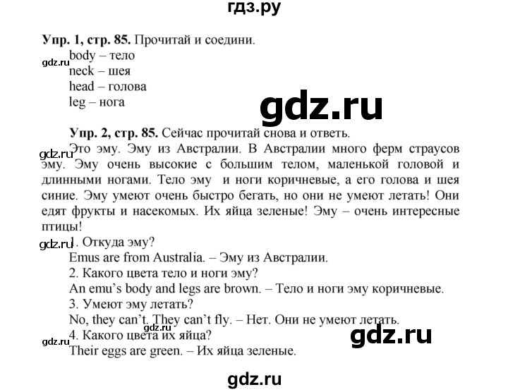 ГДЗ по английскому языку 3 класс Быкова Spotlight  часть 2. страница - 17 (85), Решебник №1 к учебнику 2015