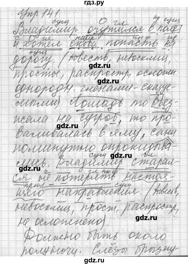 ГДЗ по русскому языку 6 класс Бунеев   упражнение - 141, Решебник