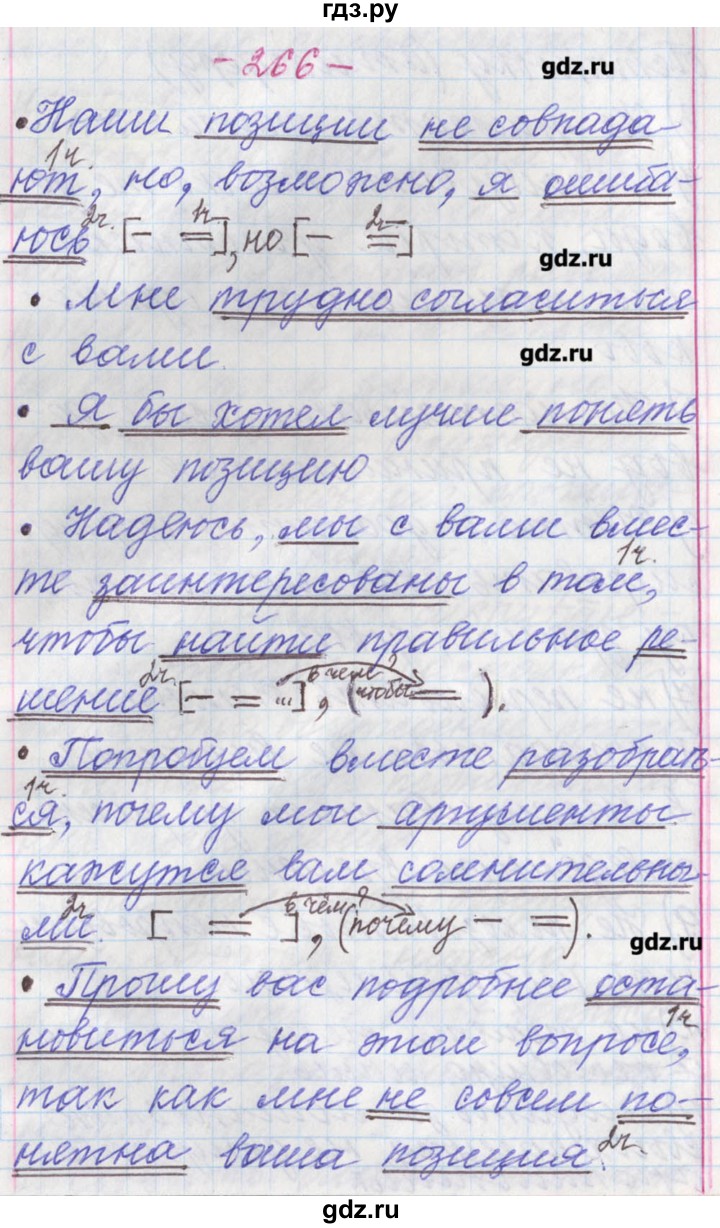 ГДЗ по русскому языку 11 класс Львова  Базовый и углубленный уровень упражнение - 266, Решебник