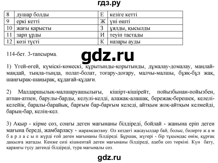ГДЗ по казахскому языку 10 класс Балтабаева  Общественно-гуманитарное направление страница (бет) - 114-115, Решебник